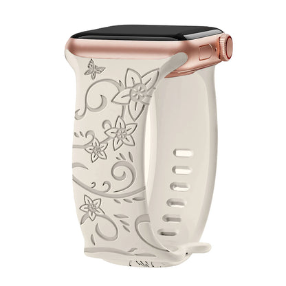 Floral Engraved Silicone Band for Apple Watch – Style 3