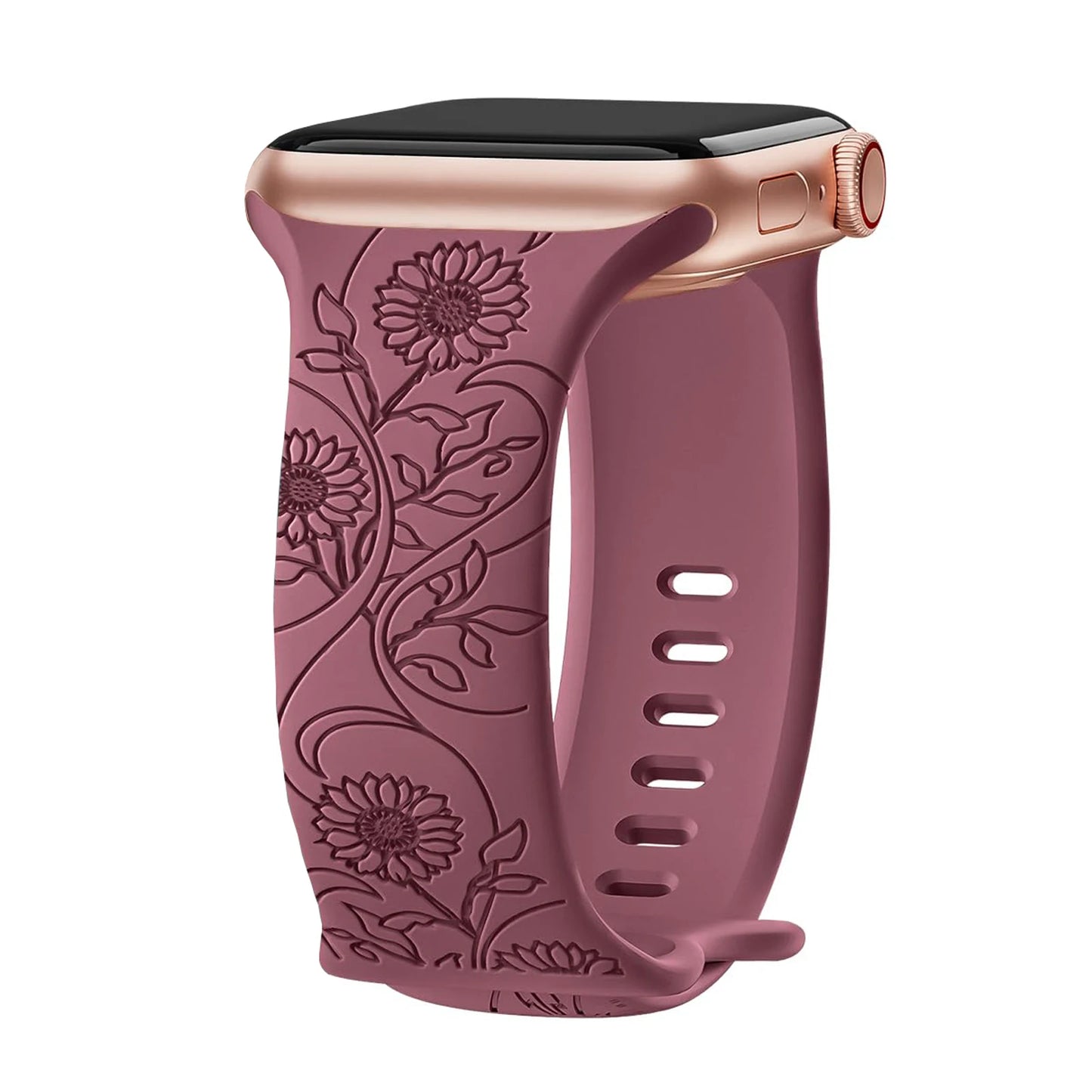 Floral Engraved Silicone Band for Apple Watch – Style 2