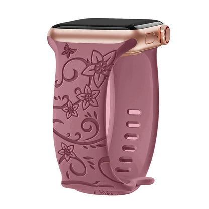 Floral Engraved Silicone Band for Apple Watch – Style 3