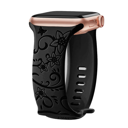 Floral Engraved Silicone Band for Apple Watch – Style 3