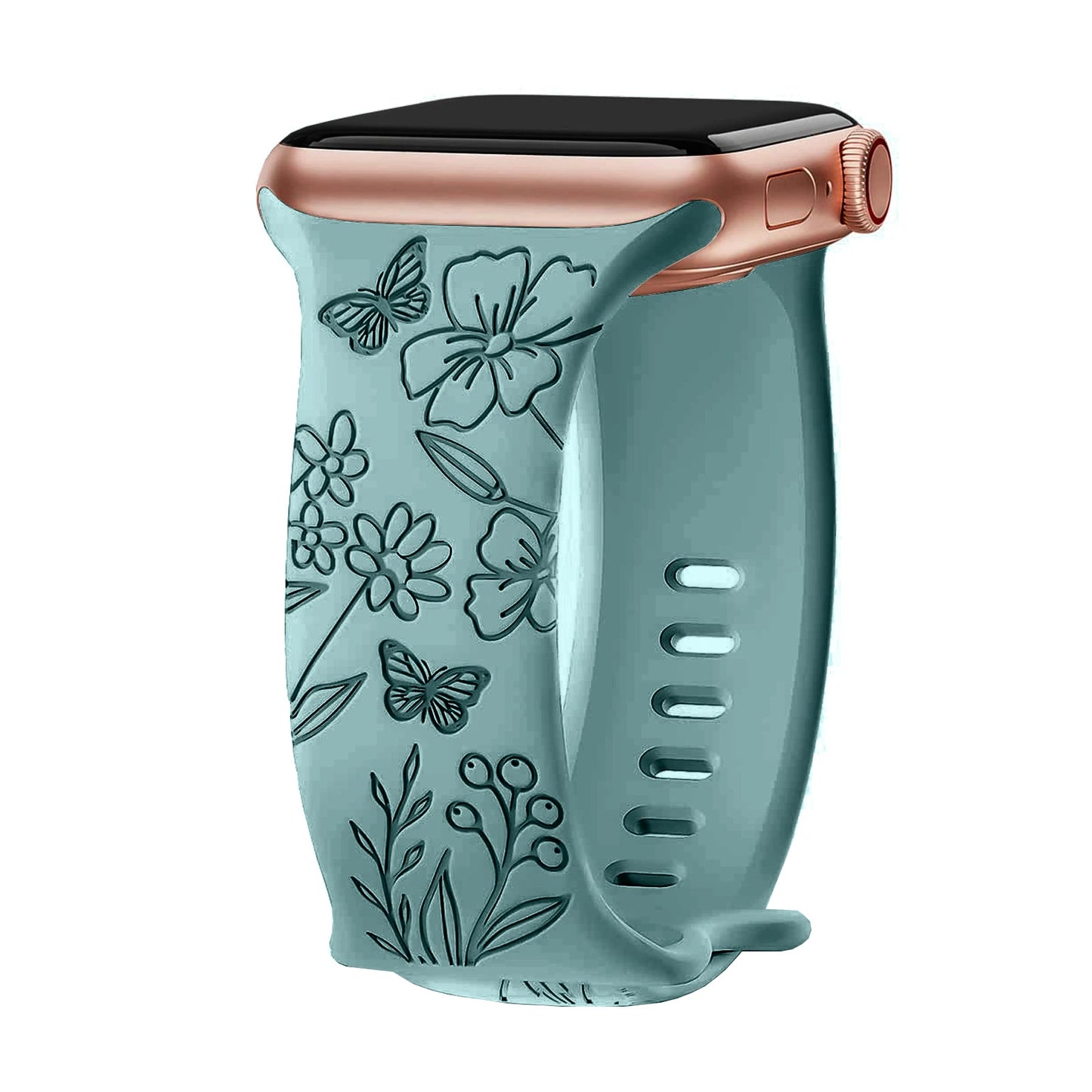 Floral Engraved Silicone Band for Apple Watch – Style 1