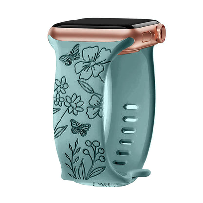 Floral Engraved Silicone Band for Apple Watch – Style 1
