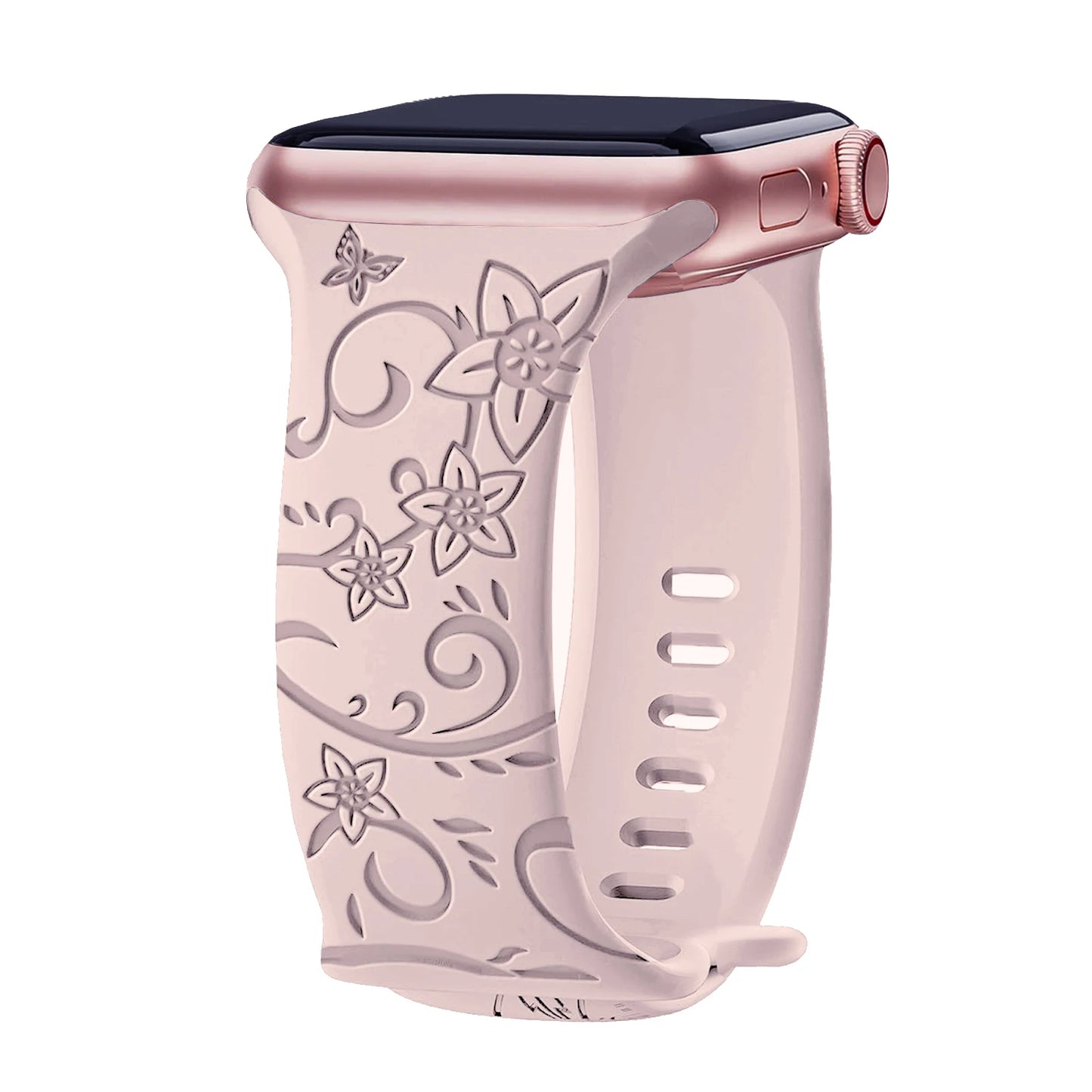 Floral Engraved Silicone Band for Apple Watch – Style 3