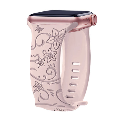 Floral Engraved Silicone Band for Apple Watch – Style 3