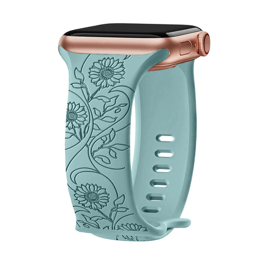Floral Engraved Silicone Band for Apple Watch – Style 2