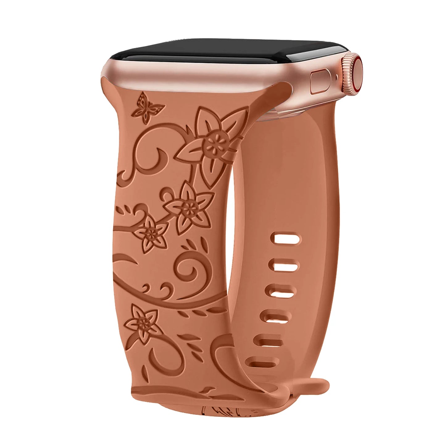 Floral Engraved Silicone Band for Apple Watch – Style 3
