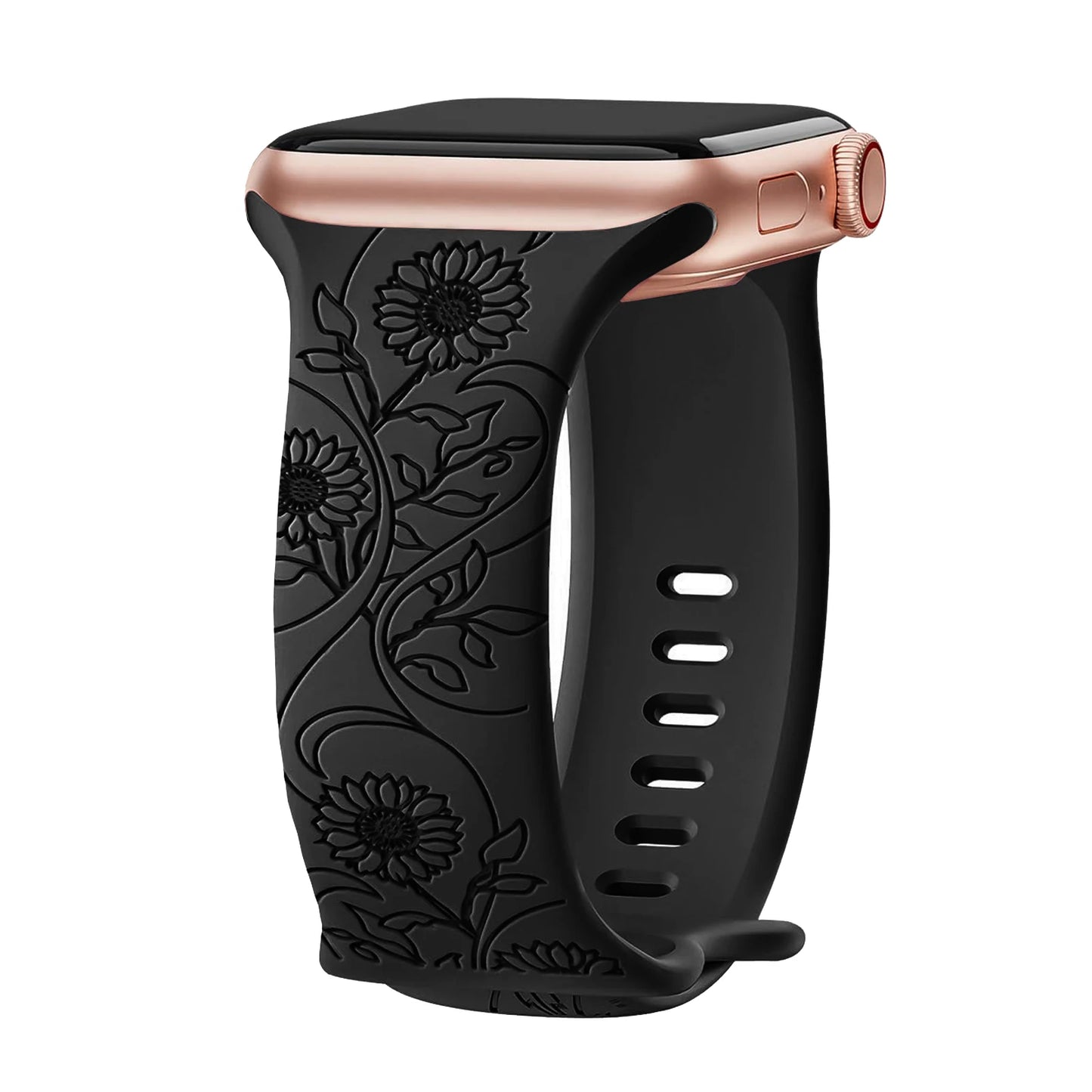 Floral Engraved Silicone Band for Apple Watch – Style 2
