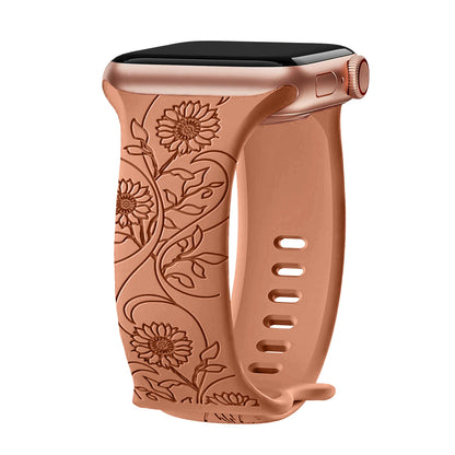 Floral Engraved Silicone Band for Apple Watch – Style 2