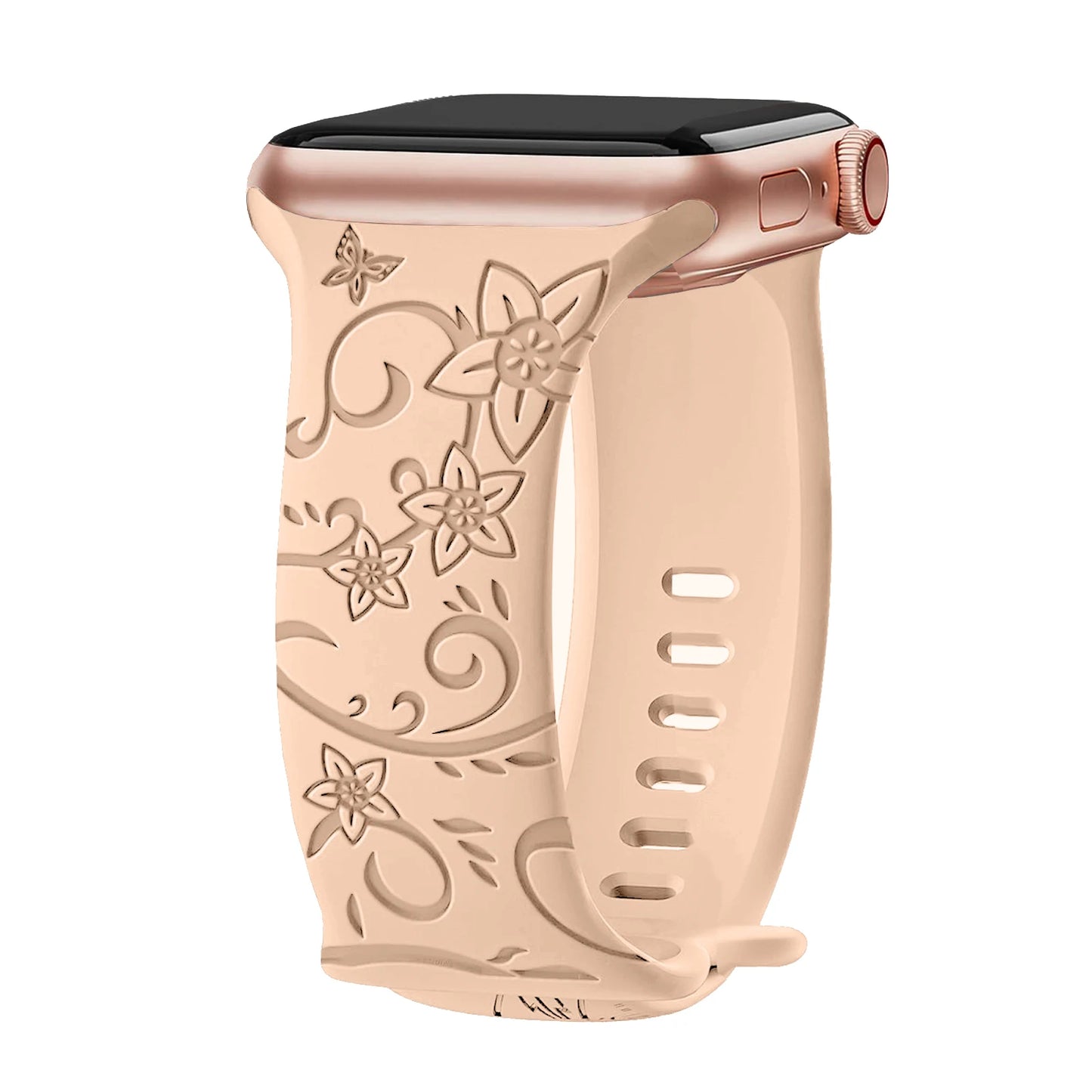 Floral Engraved Silicone Band for Apple Watch – Style 3