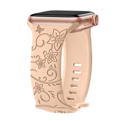 Floral Engraved Silicone Band for Apple Watch – Style 3