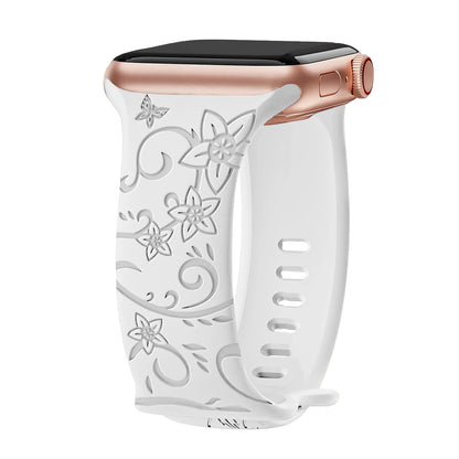 Floral Engraved Silicone Band for Apple Watch – Style 3