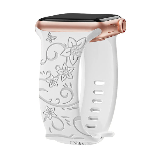 Floral Engraved Silicone Band for Apple Watch – Style 3