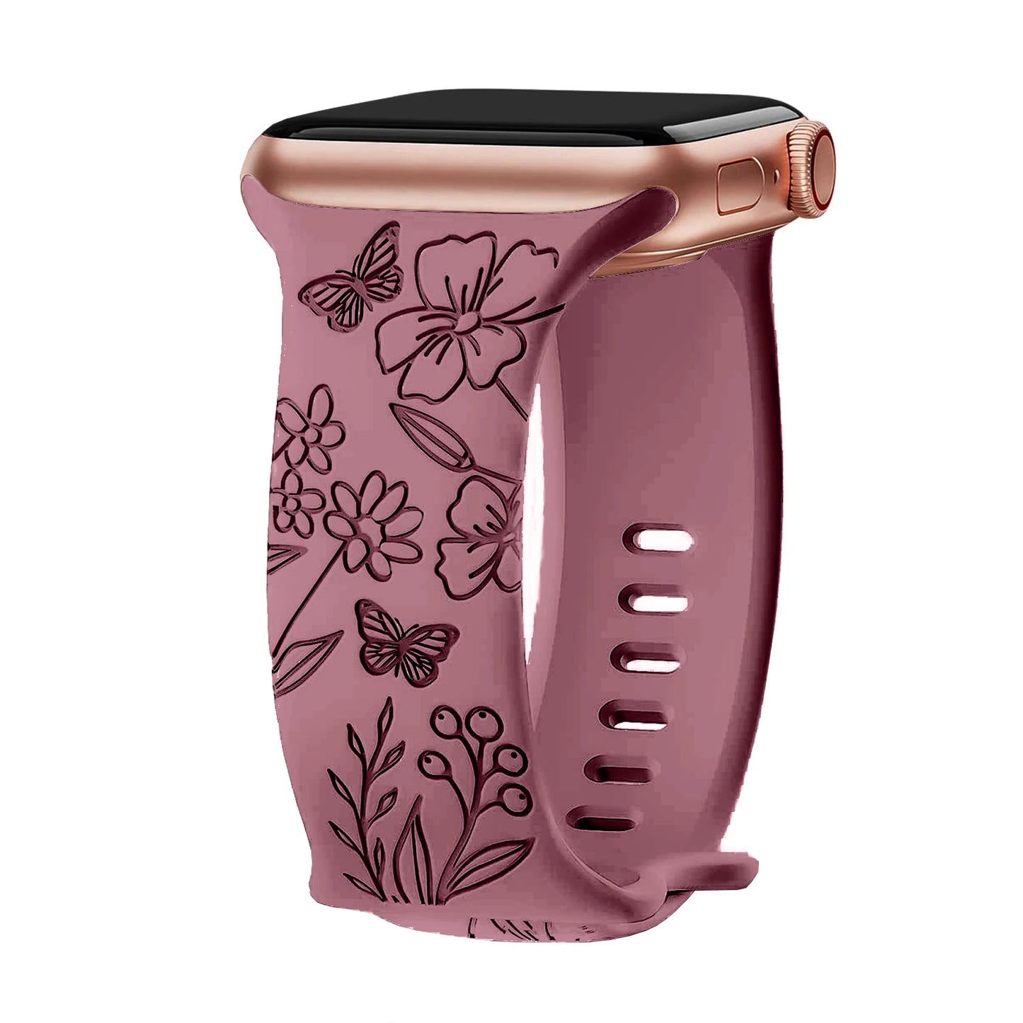 Floral Engraved Silicone Band for Apple Watch – Style 1