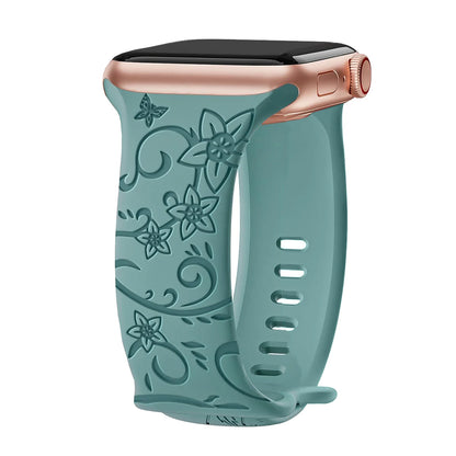 Floral Engraved Silicone Band for Apple Watch – Style 3
