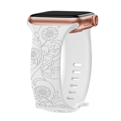 Floral Engraved Silicone Band for Apple Watch – Style 2