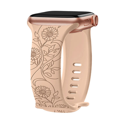 Floral Engraved Silicone Band for Apple Watch – Style 2