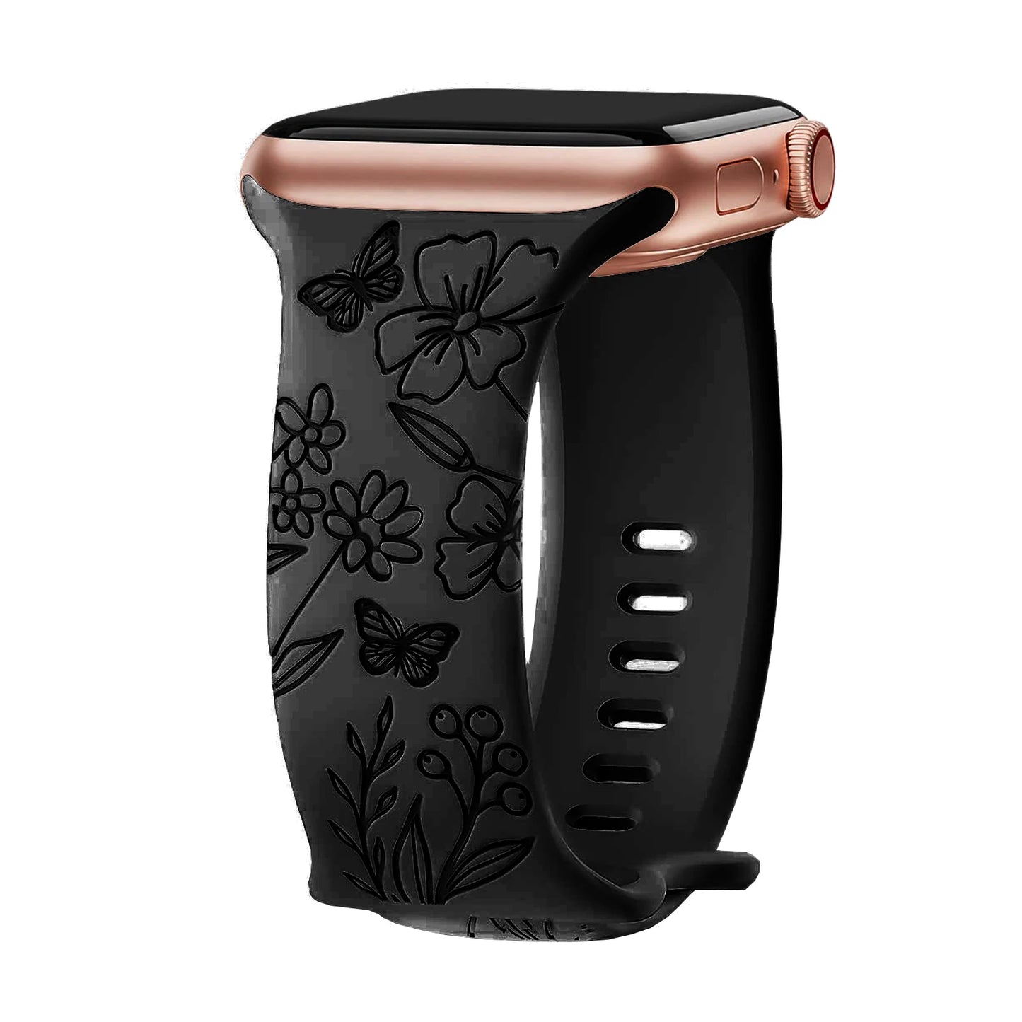 Floral Engraved Silicone Band for Apple Watch – Style 1