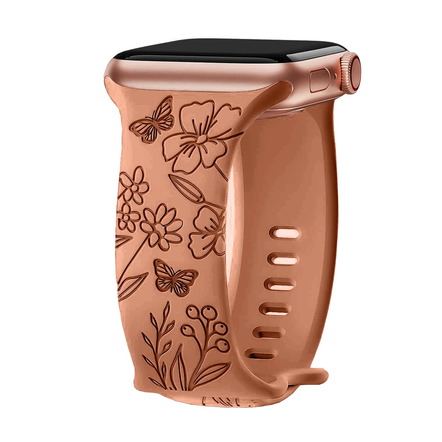 Floral Engraved Silicone Band for Apple Watch – Style 1